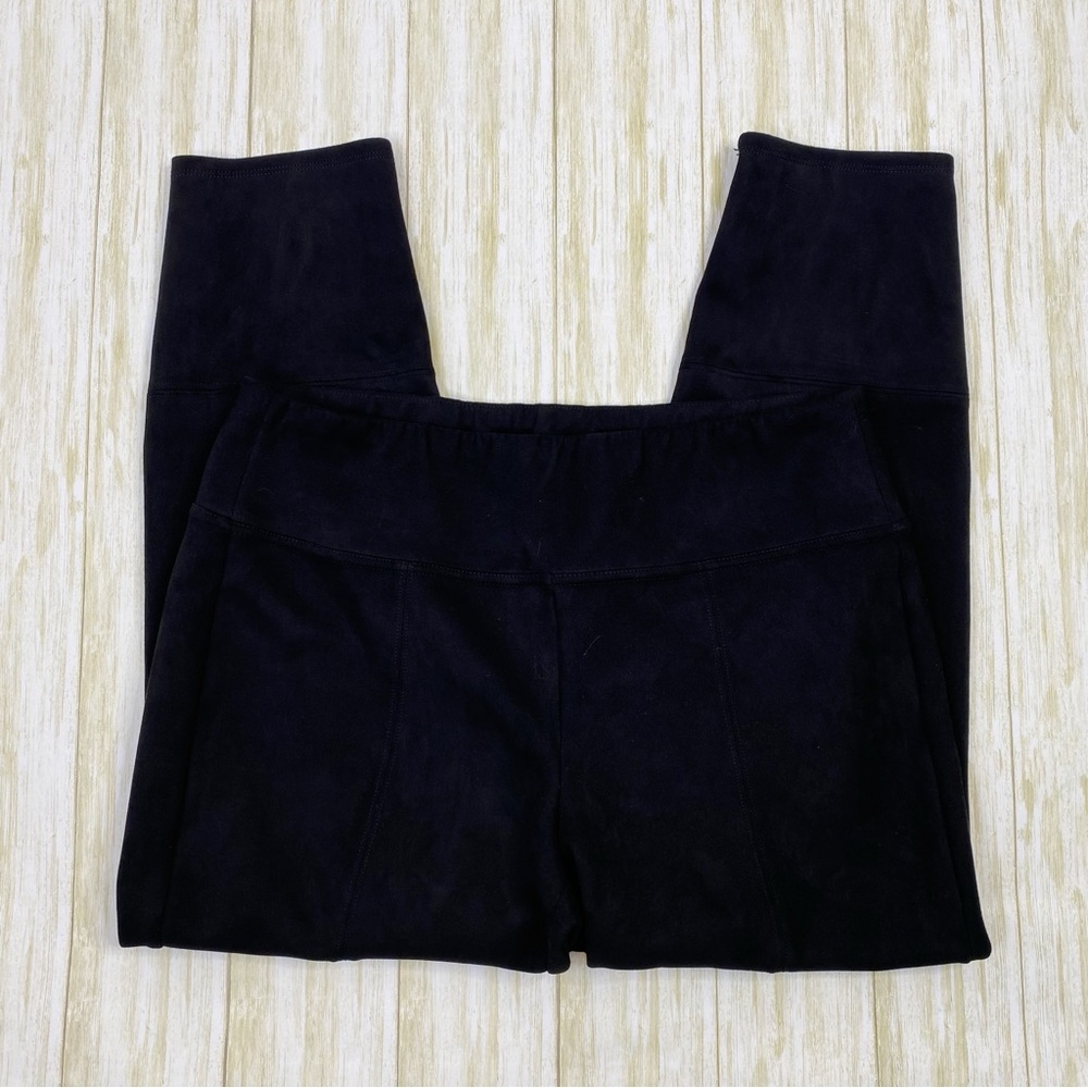 J. Jill Wearever Collection Black Seamed Faux Suede Leggings